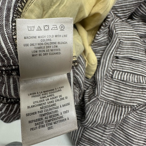 ANTHROPOLOGIE HEI HEI FRANCOISE STRIPED LINEN CROP PANTS BROWN WHITE small - Picture 8 of 11